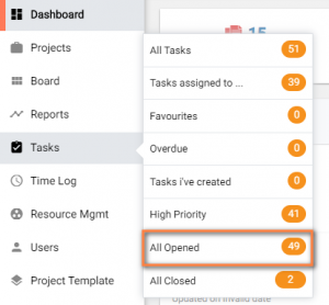 All opened tasks