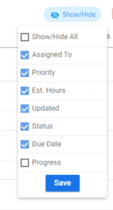 Show hide menu