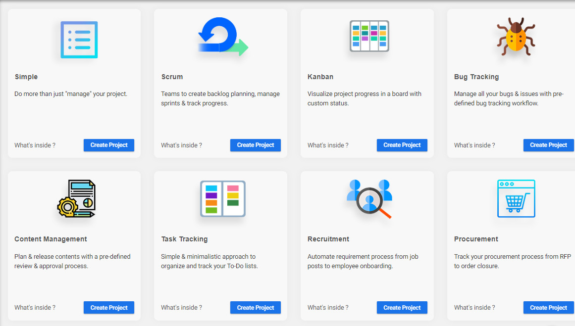 Project template list