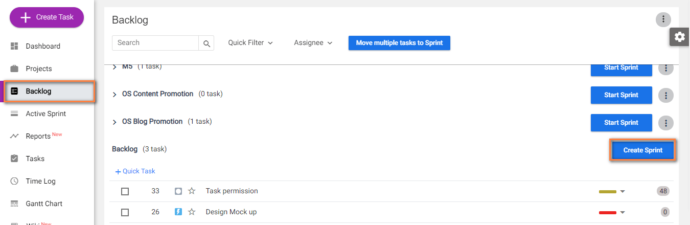 Create Sprint Create Sprint