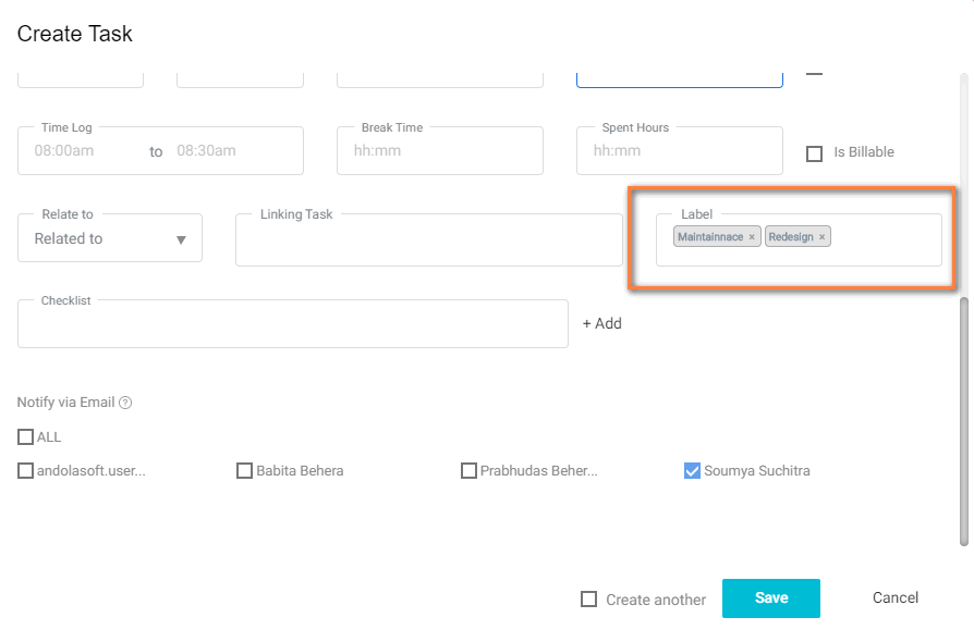 create Task Labels 