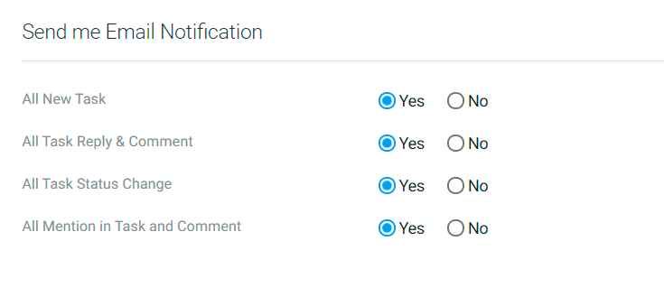 Settings menu