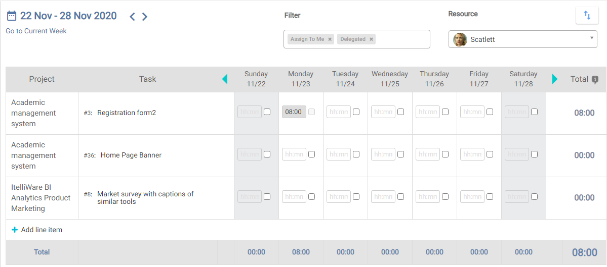 TimeSheet Multifilter