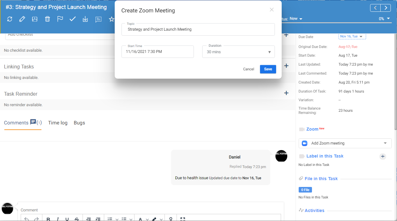 Create Zoom Meeting