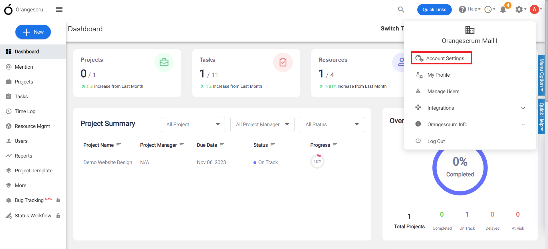Orangescrum account