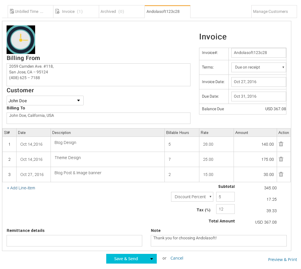 Invoice with Details