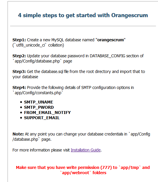 Orangescrum 4 simple steps issue