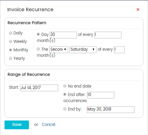 Recurring invoice