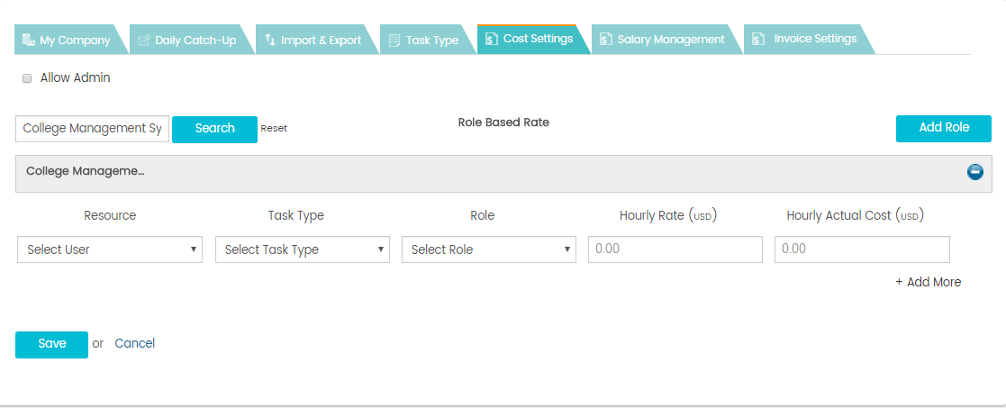 Setting role based rates