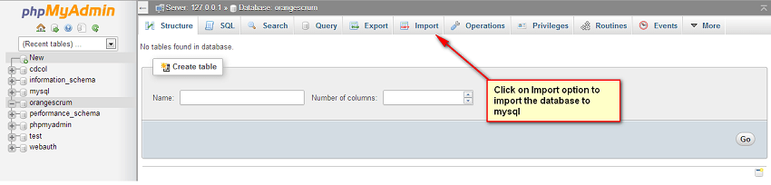 Import database