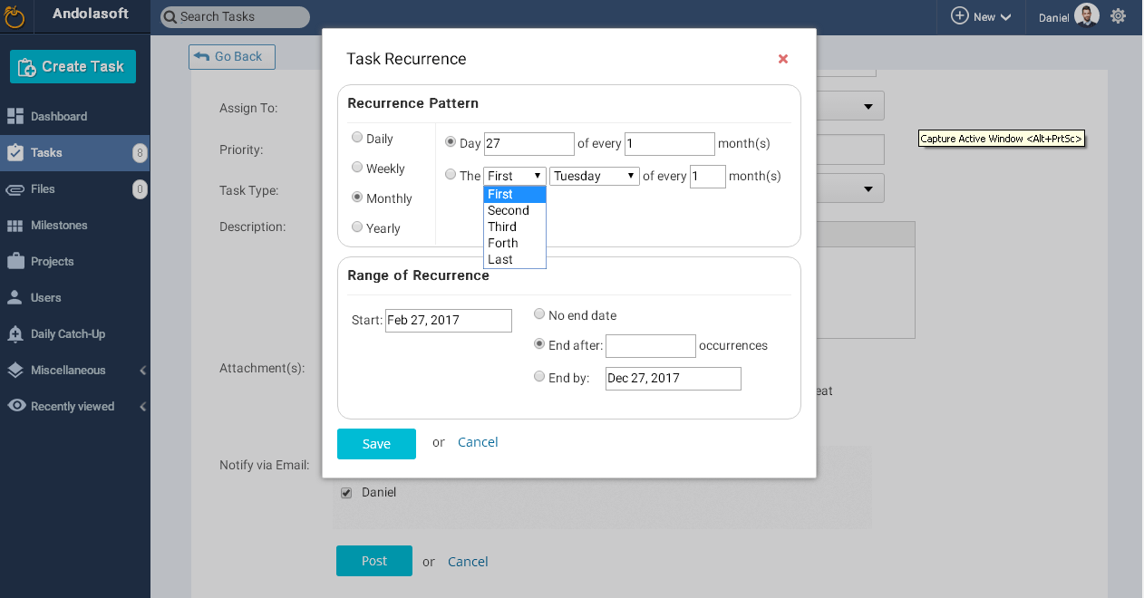 Monthly recurring