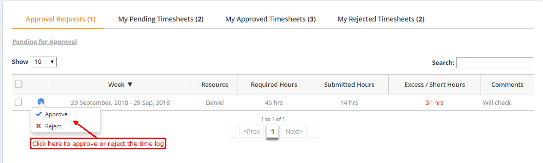 Timesheet approval