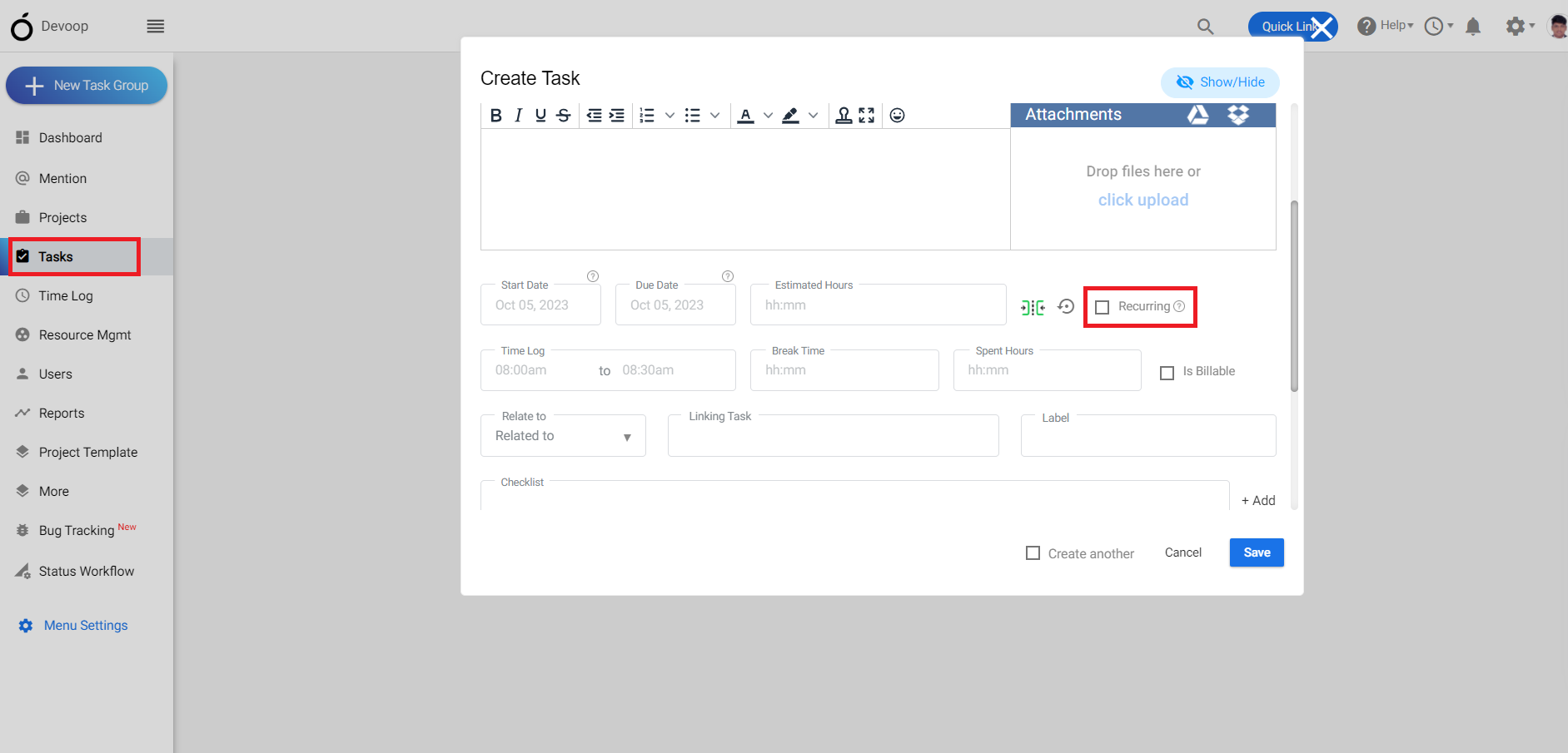 Configure Recurring Tasks