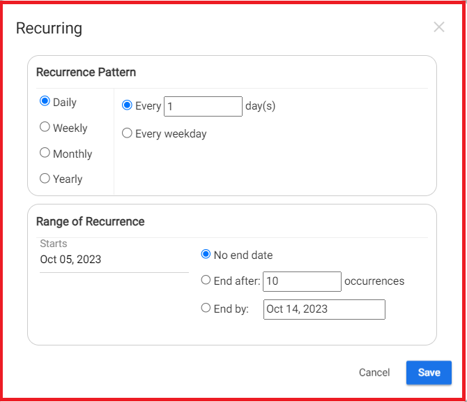 Configure Recurring Tasks